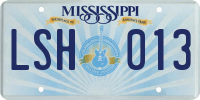 MS license plate LSH013