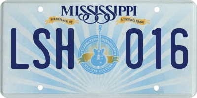 MS license plate LSH016