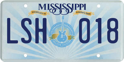MS license plate LSH018
