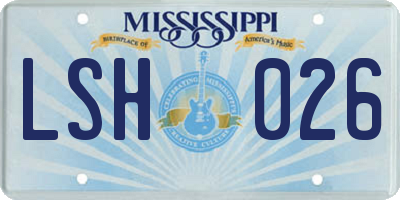 MS license plate LSH026