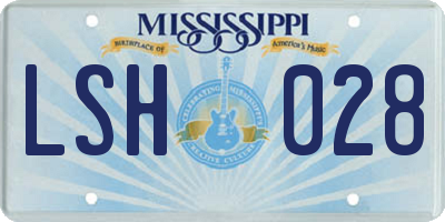 MS license plate LSH028