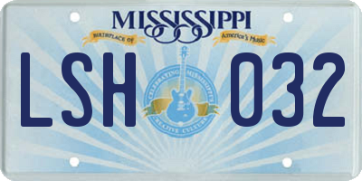 MS license plate LSH032