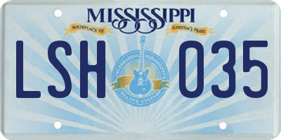MS license plate LSH035