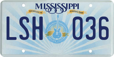 MS license plate LSH036