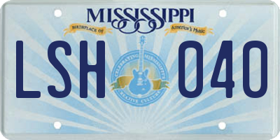 MS license plate LSH040