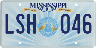 MS license plate LSH046