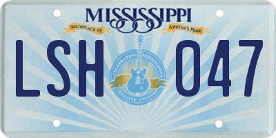 MS license plate LSH047