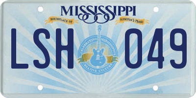 MS license plate LSH049