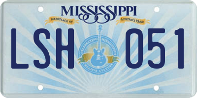 MS license plate LSH051