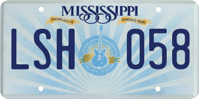 MS license plate LSH058