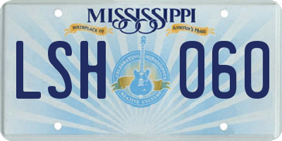 MS license plate LSH060