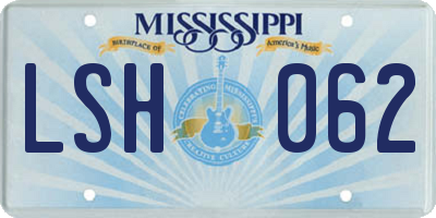 MS license plate LSH062