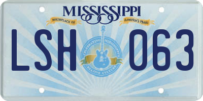 MS license plate LSH063