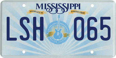 MS license plate LSH065