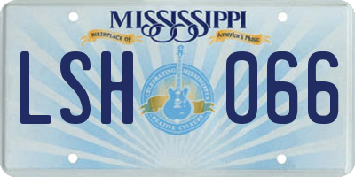MS license plate LSH066