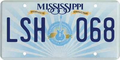 MS license plate LSH068