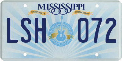 MS license plate LSH072