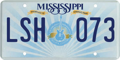 MS license plate LSH073
