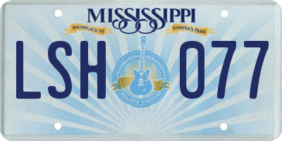 MS license plate LSH077
