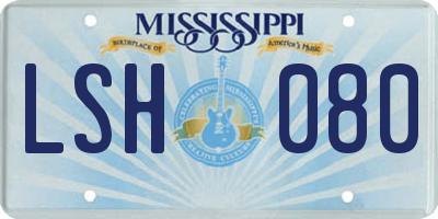 MS license plate LSH080