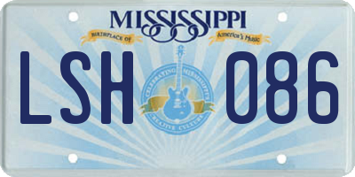 MS license plate LSH086