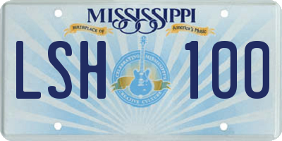 MS license plate LSH100