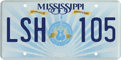 MS license plate LSH105
