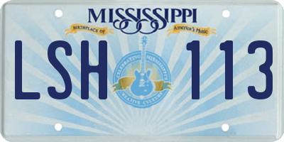 MS license plate LSH113