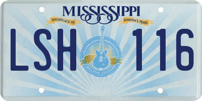 MS license plate LSH116