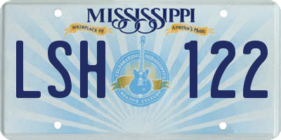 MS license plate LSH122