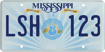 MS license plate LSH123