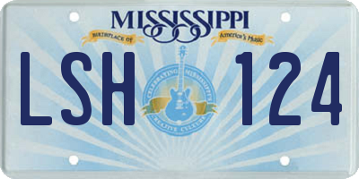 MS license plate LSH124