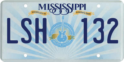 MS license plate LSH132