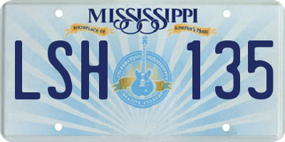 MS license plate LSH135