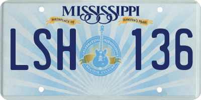 MS license plate LSH136
