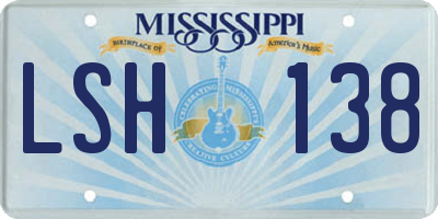 MS license plate LSH138