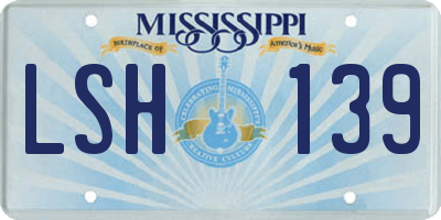 MS license plate LSH139