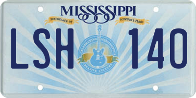 MS license plate LSH140