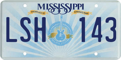 MS license plate LSH143