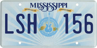 MS license plate LSH156