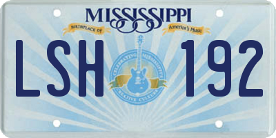 MS license plate LSH192