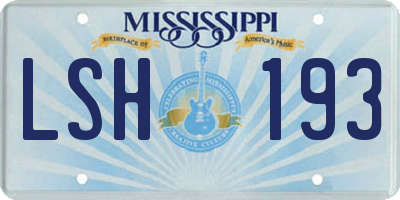 MS license plate LSH193