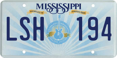 MS license plate LSH194