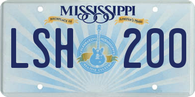 MS license plate LSH200