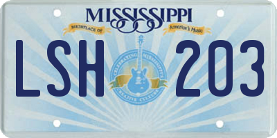 MS license plate LSH203