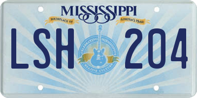 MS license plate LSH204
