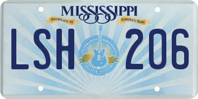 MS license plate LSH206