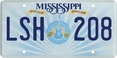 MS license plate LSH208