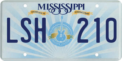 MS license plate LSH210