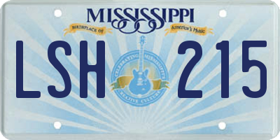 MS license plate LSH215